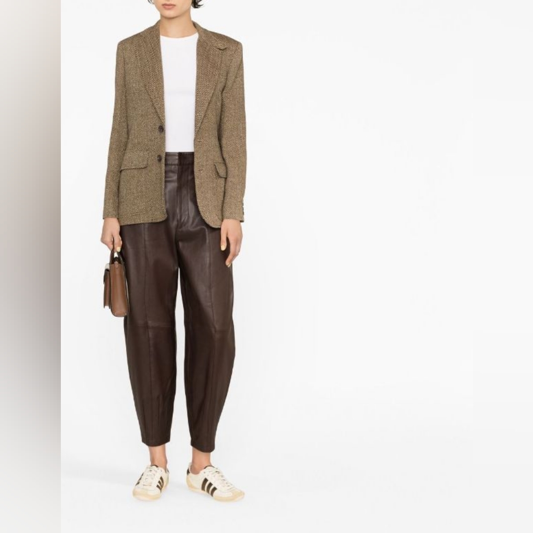 $1298 Polo Ralph Lauren Tappered Real Leather Pants